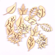 20x40mm 30Pcs Wood Slices For Home Decorations DIY Crafts Mixed Natural Leaf Wooden Ornaments Handicrafts Embellishment M1863 2024 - buy cheap