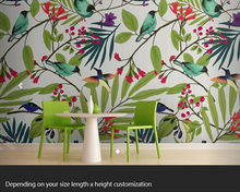 Papel de parede personalizado moderno em 3d, mural de sala de estar, sofá, quarto, plano de fundo, tv, pássaros e frutas, decoração 2024 - compre barato