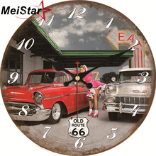MEISTAR 7 Patterns Vintage Car Design Clocks Silent Living Room Home Kitchen Office Wall Decor Watches Wall Art Large Clocks 2024 - buy cheap