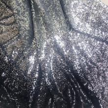 GLace 1Y/Lot Gradient sequin fabric black silver white gradient sequin fabric for dress clothing decorative mesh lace TX830 2024 - buy cheap