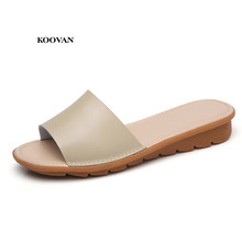 Koovan Women's Slipper 2018 Summer Wear Flat Women's Non-slip Flip-flops Leather Large Size Simple Beach Sandals And Slippers 2024 - buy cheap