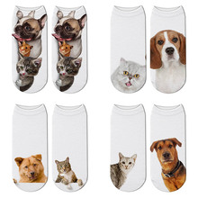 New 3D Printed Women Cotton Short Socks Funny Cute Kawaii Cat Dog Pattern Sports Cycling Fashion Casual Low Ankle Crew Socks 2024 - buy cheap