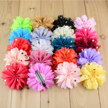 100pcs/lot 22 Colors 3.15 Inch Gliding Dots Boutique Chiffon Flowers WITH CLIP For Girls Hair Accessories FC27 2024 - buy cheap