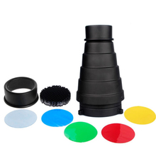 Kit de filtro colorido para fotografia, snoot cônico com grade de favo de mel, 5 peças, kit para estúdio de montagem bowens, estroboscópio, fotografia, flash 2024 - compre barato
