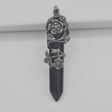 Colgante de GEMA de piedra cornalina negra, pilar de flores y plantas, joyería S232 2024 - compra barato