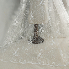 Tecido de renda bordado 5 jardas branco vermelho damasco poliéster tecido de renda de alta qualidade para vestido de casamento e festa 2024 - compre barato