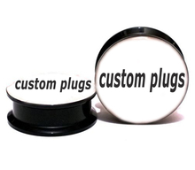Wholesale 60pcs/lot black acrylic optional design custom made ear plug gauges expander tunnel body jewelry mix 6mm-25mm 2024 - buy cheap