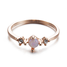 Женские кольца с опаловым кристаллом, тонкие кольца цвета радуги из розового золота с кубическим цирконием 2024 - купить недорого