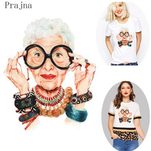 Термоклейкие виниловые наклейки Prajna для пожилых женщин, термотрансферные наклейки на одежду, изящные элегантные нашивки «сделай сам» 2024 - купить недорого