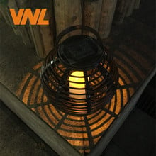 VNL Waterproof IP65 LED Solar Powered Candle Lantern With Flickering Amber LED Rattan Lamp Outdoor Decorative Garden Lights 2024 - buy cheap