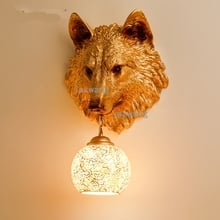 American Retro Animal wall Lamps for living room bedroom Wolf Head wall lamp Nordic Retro Restaurant Industrial Decor wall light 2024 - buy cheap