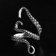 Мужское кольцо осьминога из оловянного сплава, стиль панк индивидуальность, винтажное Открытое кольцо, ювелирные изделия унисекс, регулируемый размер 2024 - купить недорого