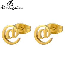 Shuangshuo Vintage Earrings @ Mark Stud Earrings Stainless Steel Jewelry Statement Earrings for Women Earrings Female brincos 2024 - buy cheap