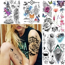 Tatuajes falsos en 3D para mujer, adhesivos con flores, rosas, tatuajes para el pecho, Tatuajes Temporales para el brazo, flores de ciruela, tatuajes para el tobillo 2024 - compra barato