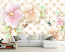 Beibehang Custom wallpaper mural 3D embossed jewelry flower butterfly European TV background wall painting 3d wallpaper behang 2024 - buy cheap