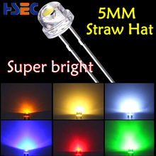 Super bright 1000pcs 5mm straw hats(4.8MM) Blue Red Green White Yellow Pink Purple Orange Warm White color 4.8mm Clear LED diode 2024 - buy cheap
