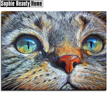 DIY Diamond Painting Cross Stitch Diamond Mosaic Needlework Crafts Animal Blue Eye Cat Full Diamond Embroidery Home Decor 187017 2024 - buy cheap