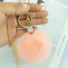Pompon Ball Key Chains Handmade Fur Rhinestone Balls Keyring Bags Pendant Decoration Fashion Jewelry Ornament for Friends Gift 2024 - buy cheap
