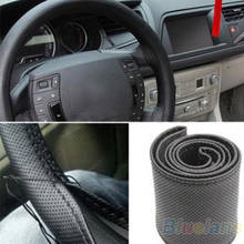 New Leather DIY Car Steering Wheel Cover With Needles and Thread 3 Color Choose  8OUW 2024 - buy cheap