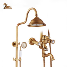 ZGRK Bathroom Faucet Antique Rain Shower Brass Bath Rainfall With Spray Shower System Bidet Tap Europe Faucet Bath Shower Set 2024 - buy cheap