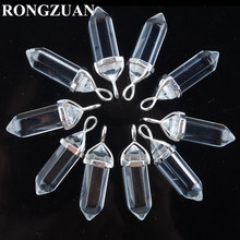 Natural Clear Quartz Stones Hexagonal Silvers Pendant Beads for Necklaces Earrings Jewelry Making wholesale 10pcs/lot TN3035 2024 - buy cheap
