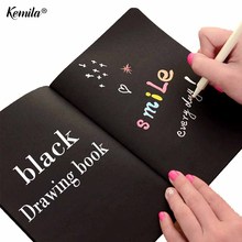 Kemila-cuaderno de bocetos A4 A5, Bloc de notas negro para pintar, dibujar, diario, cuaderno creativo, regalo 2024 - compra barato