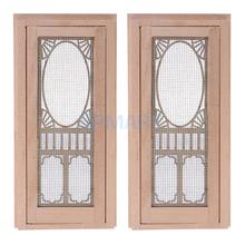 2 Pieces Vintage Wood External Hollow Screen Single Door for 1/12 Dolls House Rooms DIY Accessories 2024 - buy cheap