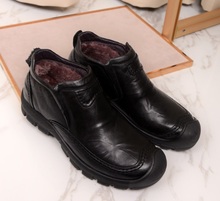 Botas masculinas martin de veludo com acolchoamento, calçados de couro genuíno respiráveis para outono e inverno 2024 - compre barato