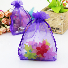 Wholesale 100pcs/lot Deep Purple Organza Bags 5x7cm Mini Wedding Jewelry Charm Packaging Bag Organza Drawstring Gift Bag Pouches 2024 - buy cheap