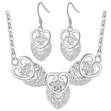 hot sale silver jewelry fashion cute Pretty Heart Necklace Earring women wedding gift lady set TOP quality LS008 2024 - buy cheap