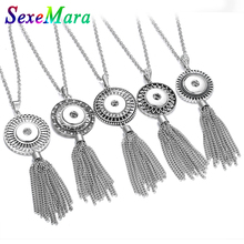 New Snap Button Necklace Snap Jewelry Fashion Long Tassel Pendant Necklace Fit 18mm Snap Button Jewelry for Women DIY Jewelry 2024 - buy cheap