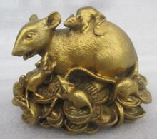 China's rare old manual hammer rat, copper statue of five mice carrying goods 2024 - buy cheap