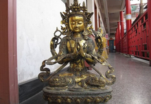 Песня voge gem S0515 26 "огромный Тибет, старая бронза с четырьмя руки Авалокитешвара Гуань Инь статуя Будды 2024 - купить недорого