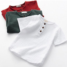 Camiseta de algodão para crianças, camiseta de manga curta para o verão, linho sólido e macio para bebês meninos 2024 - compre barato