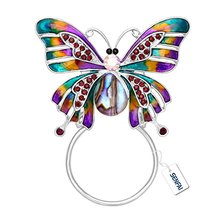 SENFAI Enamel Colorful Butterfly Abalone shell Crystal Magnet Eyeglass Holder Brooch and Pin For Women 2024 - buy cheap