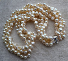 Perfect Pearl Necklace ,Charming 4 Strands White Color Baroque Shape 100% Real Freshwater Pearl Necklace, AA 6-7MM 18 inches 2024 - buy cheap