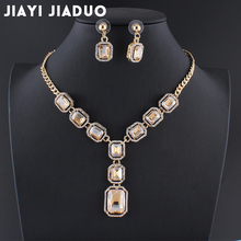 Jiayijiaduo-conjunto de joyas para mujer, joyería para fiesta y boda, bisutería femenina, collar de cristal amarillo de color dorado 2024 - compra barato
