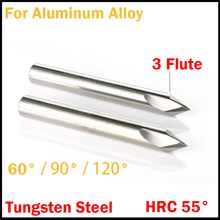 Fresadora de achaflanado para aleación de aluminio, brocas rectas HRC55 de 8mm, 10mm, 12mm, 60, 90, 120 grados, 3 flauta, CNC 2024 - compra barato
