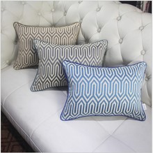 Capa de almofada luxuosa em jacquard, azul, marrom, decoração de casa, geométricas, 40x60cm, fronha, travesseiro 2024 - compre barato