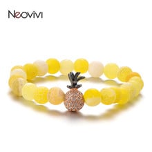 Neovivi Trendy Summer Stretchy Bracelets Cubic Zircon Pineapple Bead Natural Stone Braided Chakra Bracelet Women Men DIY Jewelry 2024 - buy cheap