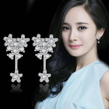 Stud Earring for Women Crystal Korean Jewelry Wholesale Lovely Flower Studs Girl Petals Earrings Fashion Simple 2024 - buy cheap