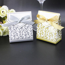 50 peças decoração de fita caixa de presente elegante festa de casamento presente doces caixas de papel sacos 2024 - compre barato
