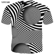 YFFUSHI-Camiseta 3d de moda para hombre, vestido negro a rayas, camiseta fresca a cuadros 3d, camiseta blanca de Hip Hop de talla grande 5XL 2024 - compra barato