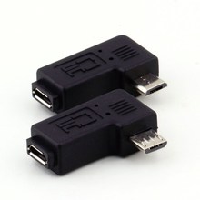 Разъем 90 градусов правый + левый Угловой Micro USB 2,0 5Pin штекер к гнезду M/F удлинитель адаптер (2 шт.) 2024 - купить недорого