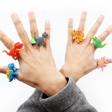 6 pçs dinossauro mundo jurássico estilo anel de silicone brinquedo para crianças favores dos desenhos animados dedo jóias presentes festa dino fontes 2024 - compre barato