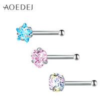 AOEDEJ 3 Pcs 1 Lot 20g Heart Crystal Nose Studs Piercing Nose Rings Stainless Steel Body Piercing Jewelry For Women Colored 2024 - buy cheap