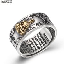 Новый! Винтажное кольцо Будды из серебра 925 пробы, кольца Будды из тайского стерлингового серебра для людей, кольцо Будды из китайского зодиака 2024 - купить недорого