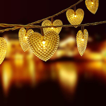Lâmpada solar de 30led decorativa com corações, luz de coração para casamento, natal, festa, ambiente interno e externo, à prova d'água, lâmpada de fadas 2024 - compre barato