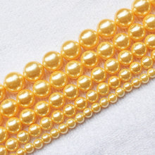 Beautiful Gold Yellow Shell Pearl Round 6-14mm Loose Beads 15",For DIYJewelry making!We provide mixed wholesale for all items ! 2024 - buy cheap