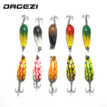 DAGEZI 10pcs/lot colorful Metal Spinner Spoon Fishing Lure Hard Baits Sequins Noise Paillette Treble Hook Tackle 6cm/6g 2024 - buy cheap